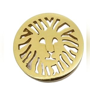 ANNE KLEIN VINTAGE SATIN GOLDTONE LION HEAD BROOCH
